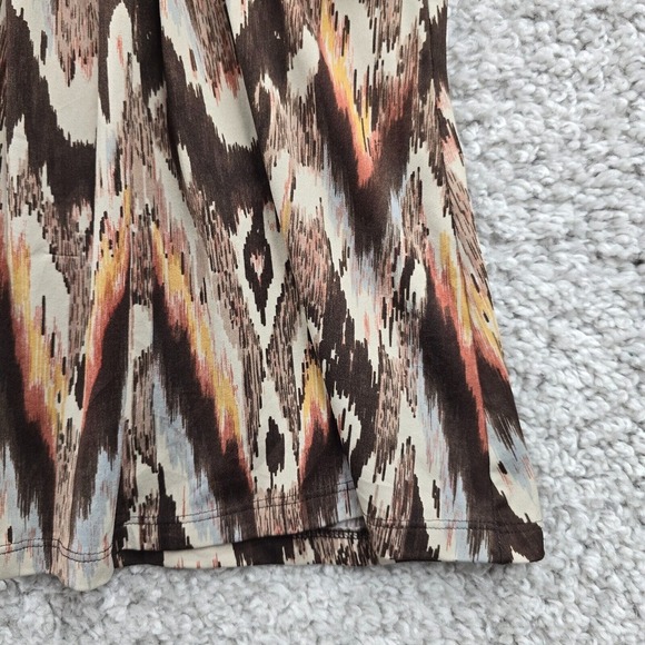 Babydoll Blouse Womens Large Brown Patterned V-Neck Empire Top‎ Cowgirl Y2K Boho - Picture 3 of 9